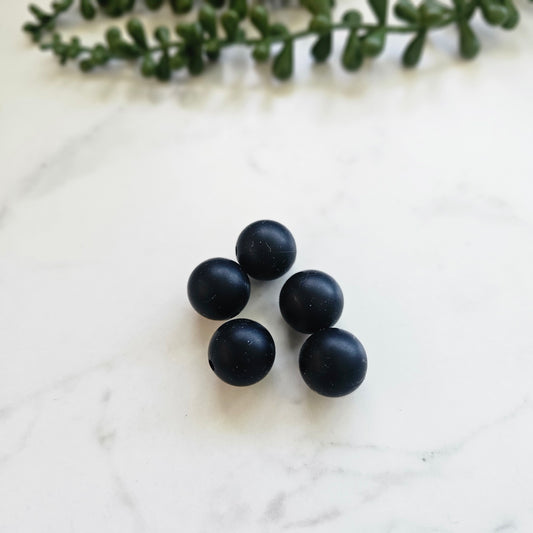 15mm black silicone beads (pack of 10)